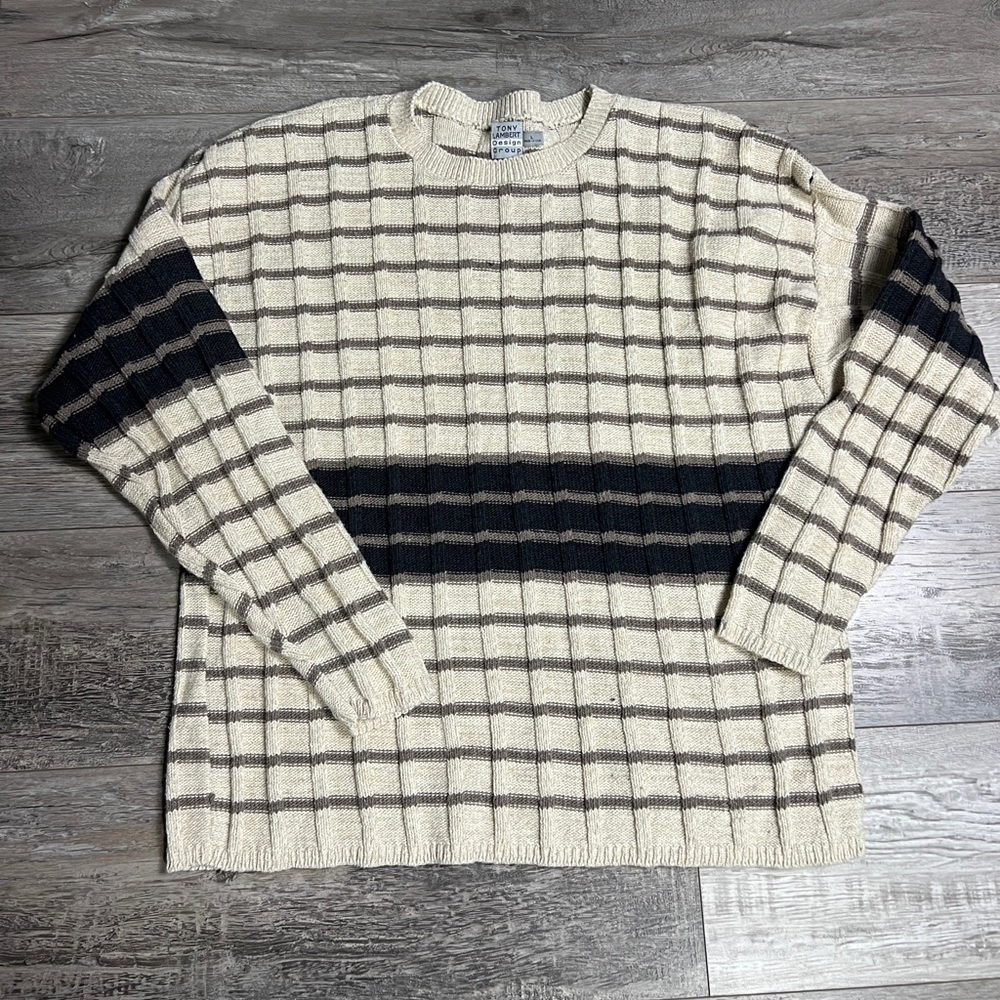 Tony Lambert Design Group Men's Vintage Striped Knit Sweater Large